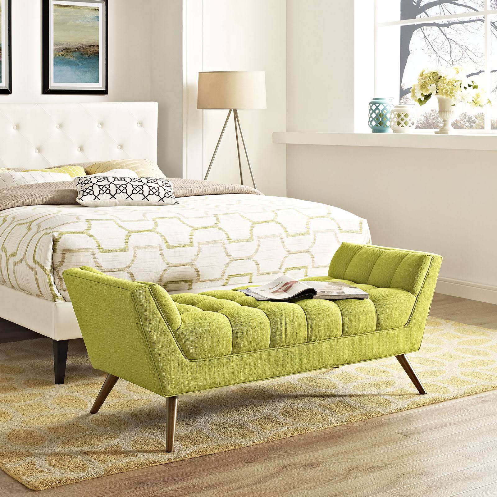 Modway Response Fabric Bench, Medium, Wheatgrass