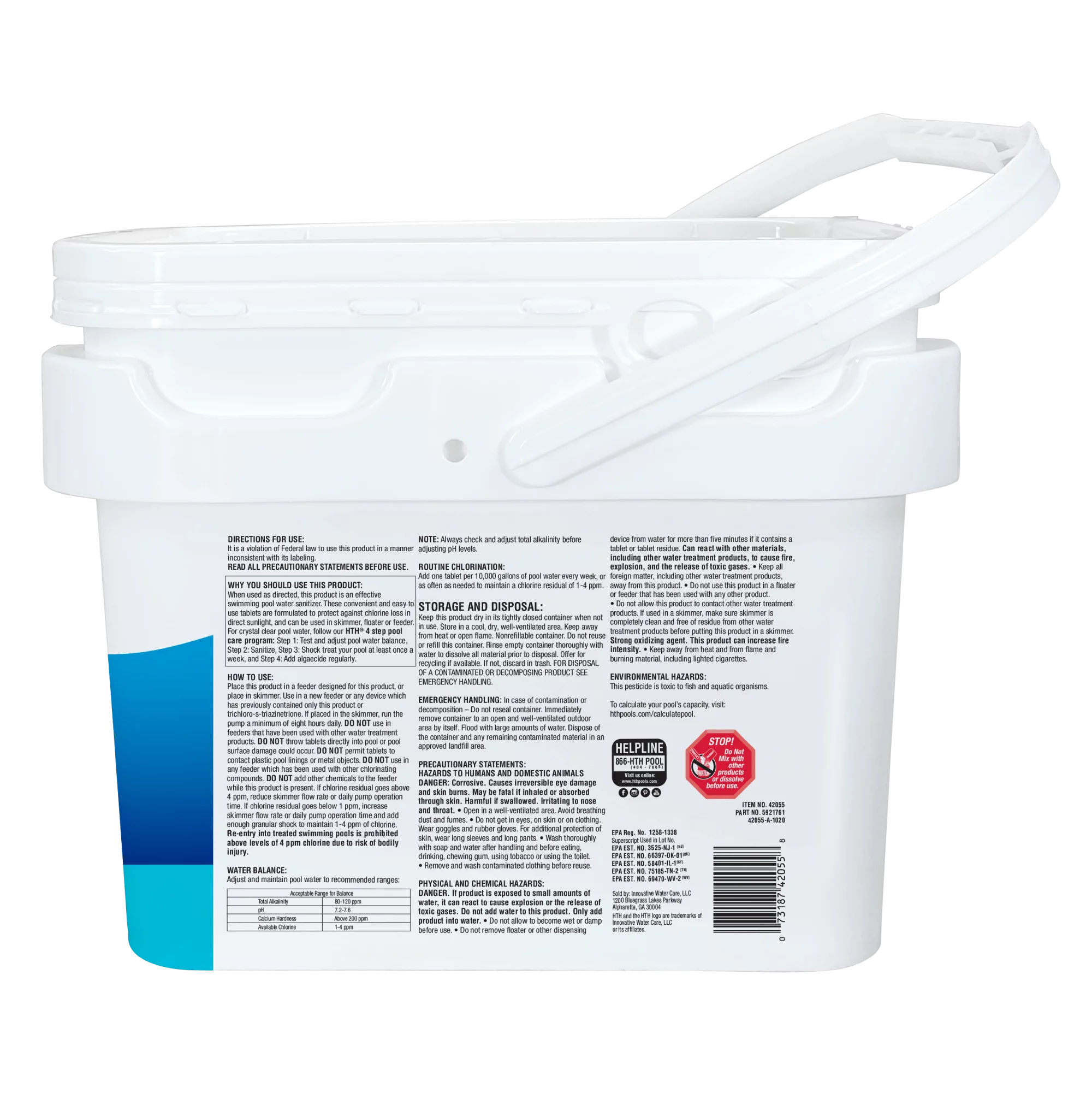 HTH Pool Care 3" Chlorine Tablets Advanced for Swimming Pools, Tablets, 25 lbs