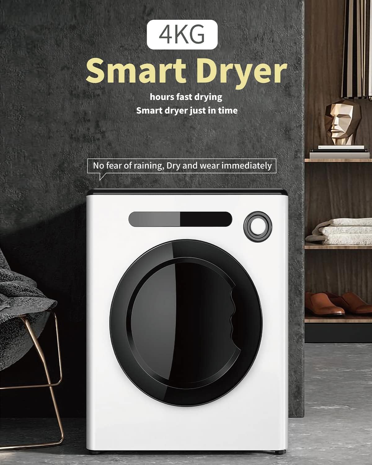 Compact Laundry Dryer, OOTDAY 9lbs portable Clothes Dryer Machine, 110V Electric Portable Clothes Dryer with Stainless Steel Tub for Existing Laundry Machines Drying Excellence Guaranteed