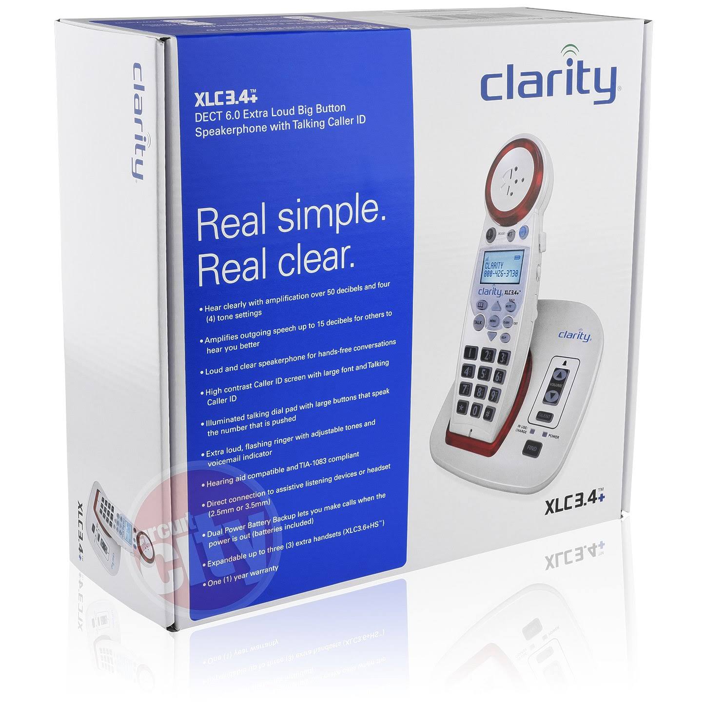 Clarity Xlc3.4+ Severe Hearing Loss Ampified Cordless Phone with Circuit City Microfiber Cleaning Cloth