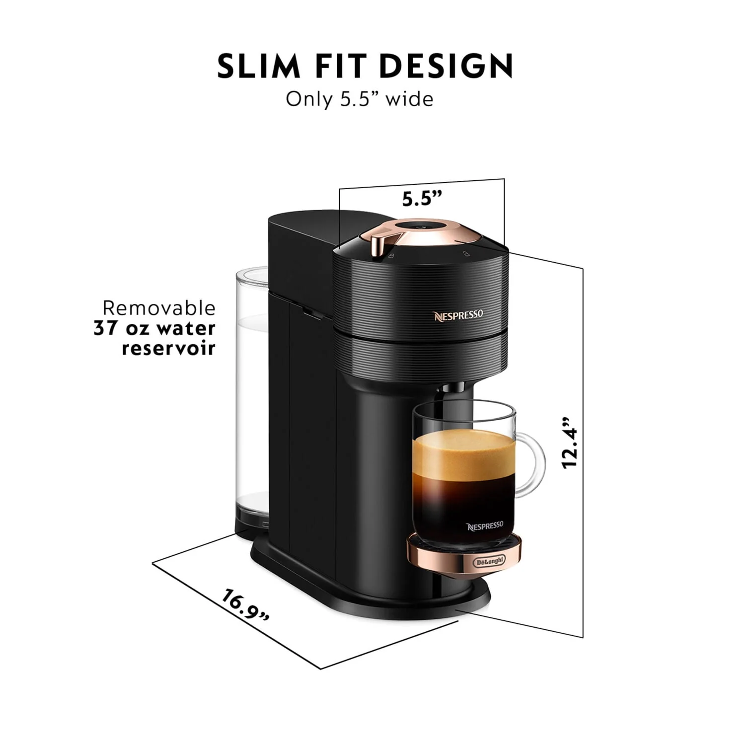 Nespresso Vertuo Next Coffee and Espresso Maker by DeLonghi, Dark Gray