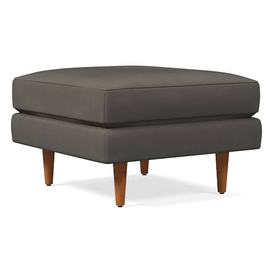 West Elm Haven Loft Ottoman, Trillium, Vegan Leather, Cinder, Pecan