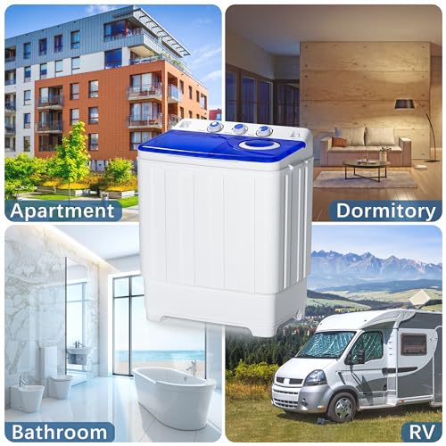 Portable Washing Machine, 2 In 1 Washing Machines, Twin Tub Compact Washer, Laundry Washer with Control Knobs/Timer Function/Drain Pump, Washer and Dryer Combo for Apartment, Dorms