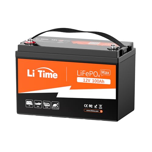 LiTime 12V 100Ah LiFePO4 Battery BCI Group 31 Lithium Battery Built-in 100A BMS, Up to 15000 Deep Cycles, Perfect for RV, Marine, Home Energy Storage