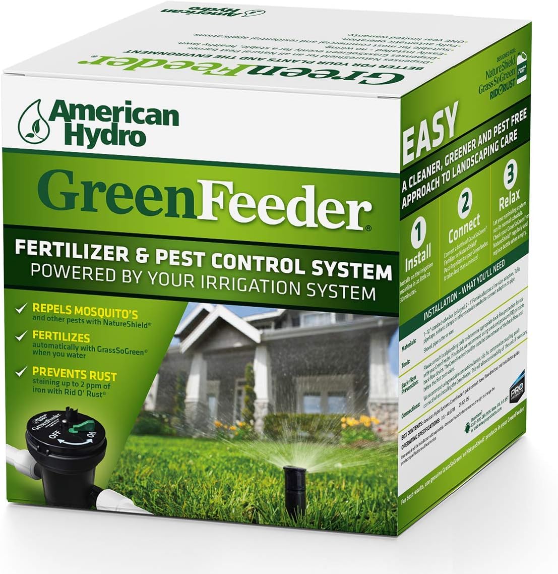 American Hydro Systems GreenFeeder Automatic Liquid Injector System, Works with Residential or Commercial Lawn Irrigation System, Use with NatureShield or GrassSoGreen