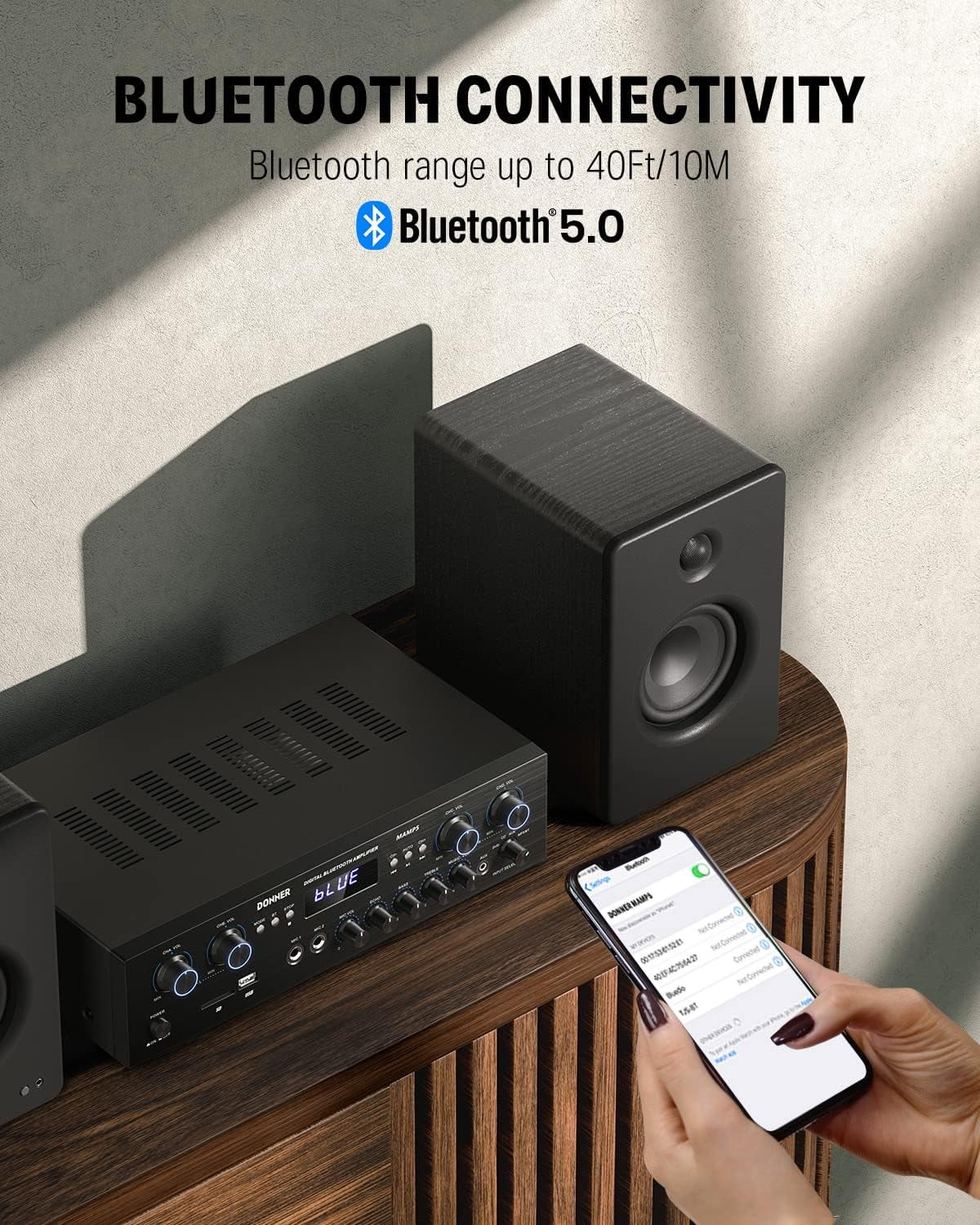 9 Left Donner Stereo Receiver 4 Channel 1000W Peak Power Home Theater Amp Amplifier USB SD, For Outdoor Speakers Karaoke