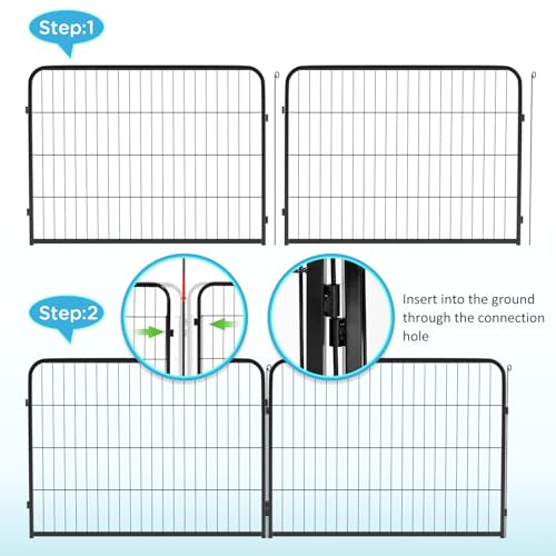 BestPet Dog Playpen Indoor 40 inch 16 Panels Metal Dog Pen Pet Dog Fence Outdoor Exercise Pen with Doors,Pet Puppy Playpen for RV Camping Yard, Black