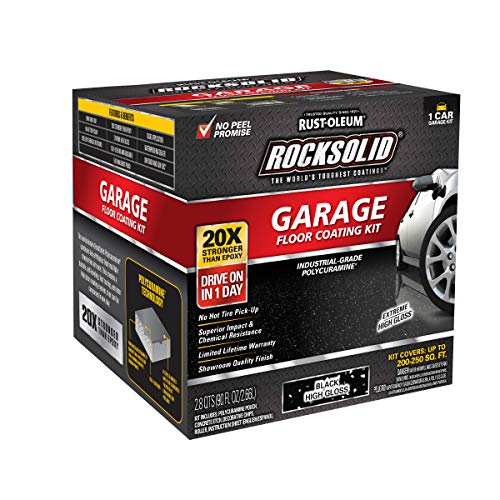 Rust-Oleum 293513 RockSolid Polycuramine Garage Floor Coating, 2.5 Car Kit, High Gloss Gray