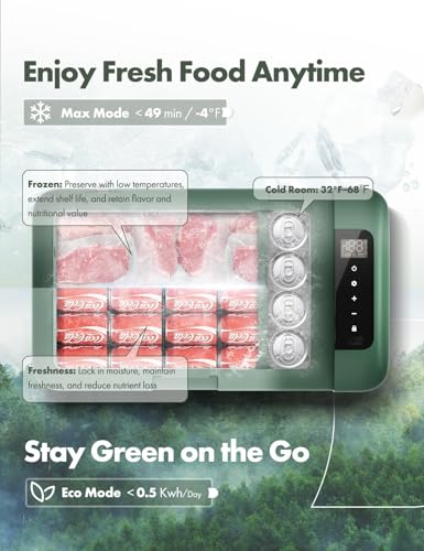 A-Premium Portable Fridge Refrigerator, -4℉-68℉ Portable Freezer Fast Cooling with 12/24V DC & 110/240V AC for Camping RV Roadtrips Truck Outdoor and Home Use
