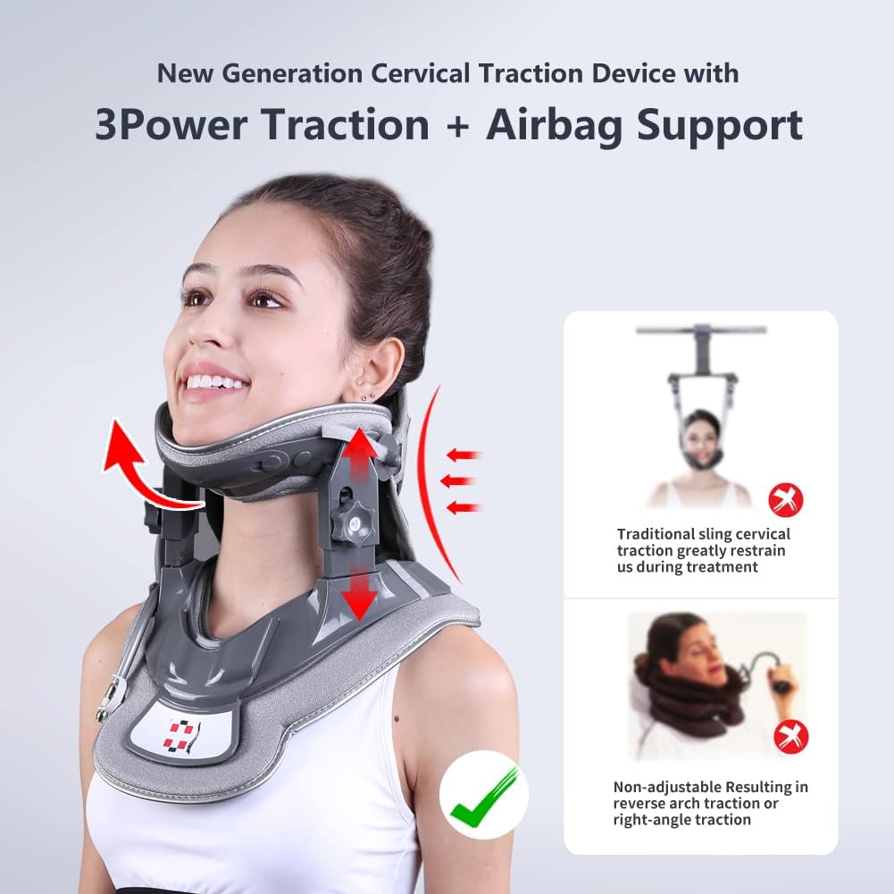 Cervical Neck Traction Device - Neck Pain Relief Device- Stretcher for Home Improved Spine Alignment(Black/Grey)