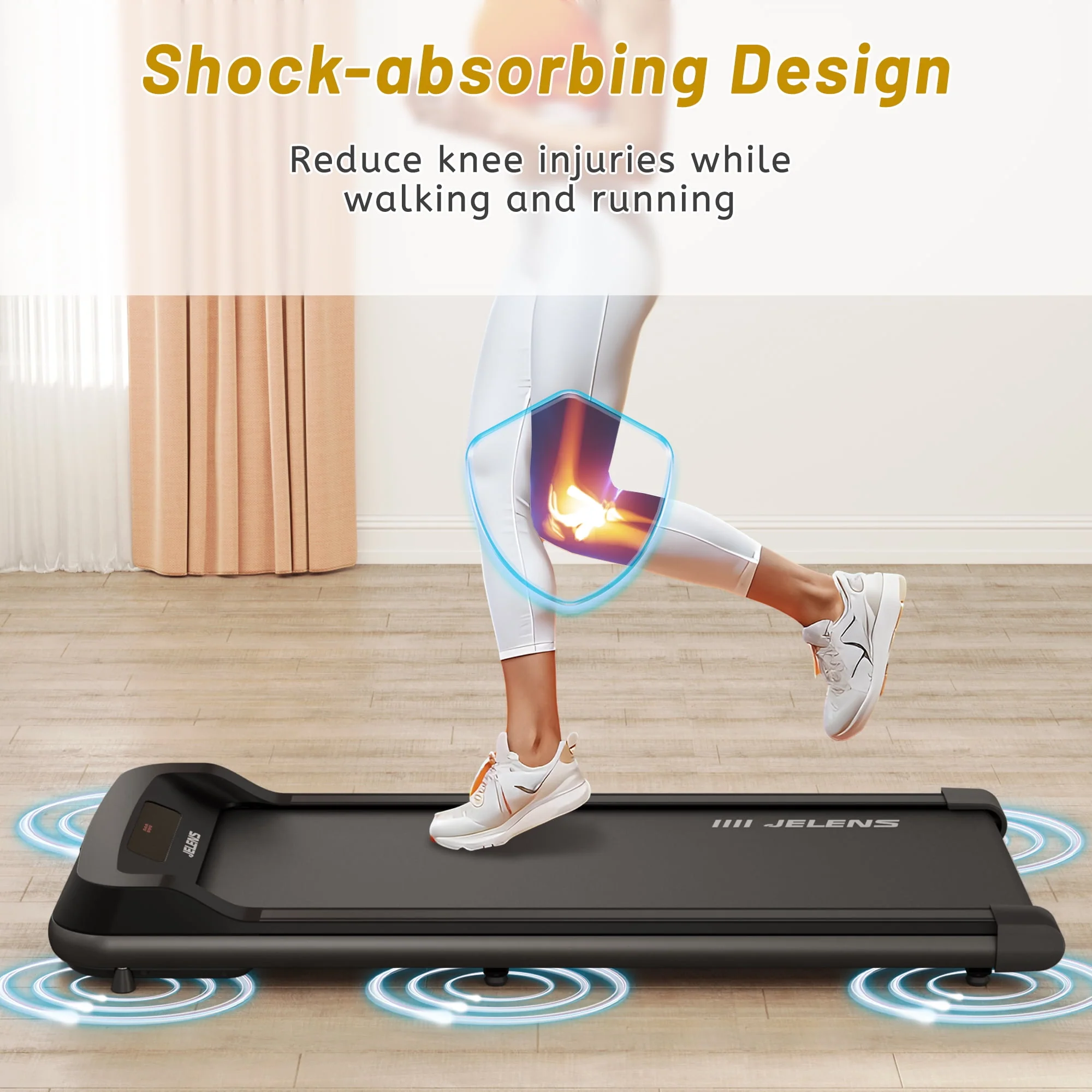 JELENS Walking Pad 2 in 1 Treadmill for Walking and Jogging, Under Desk Treadmill for Home Office, Portable Walking Pad Free Installation with Remote Control