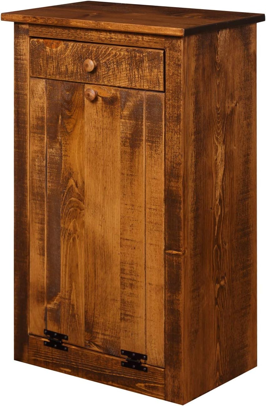 DutchCrafters Amish Farmhouse Wood Pull Out Trash Can Cabinet, Handmade Solid Wood Hideaway Trash Holder, Tilt Out Bin for Trash Disposal, Recycle, or Laundry Hamper Made in America (Provincial)