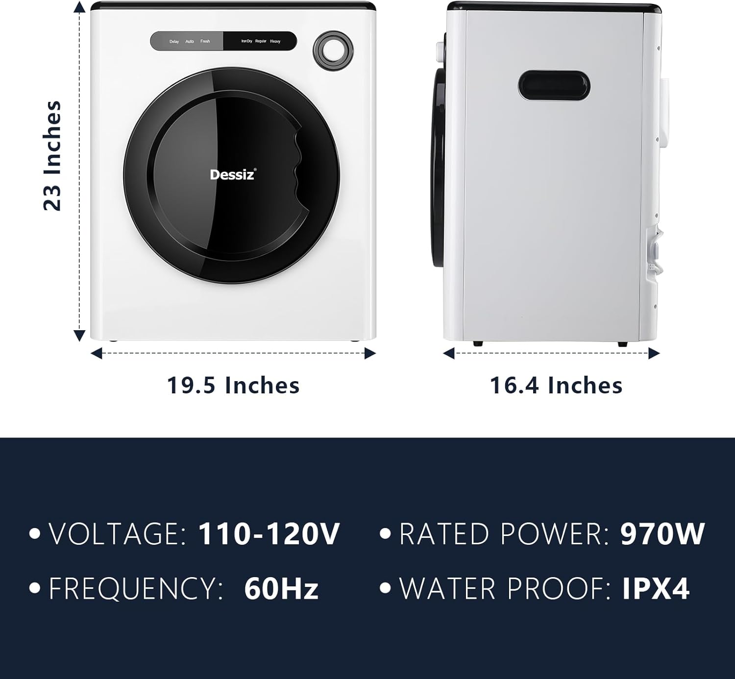 11LBS Capacity Compact Laundry Dryer, 110V 970W Portable Clothes Dryer Machine for Small Spaces RVs and Apartments Quiet, Sturdy and Easy to Use, Supplemental Dryer for Laundry Machines Drying