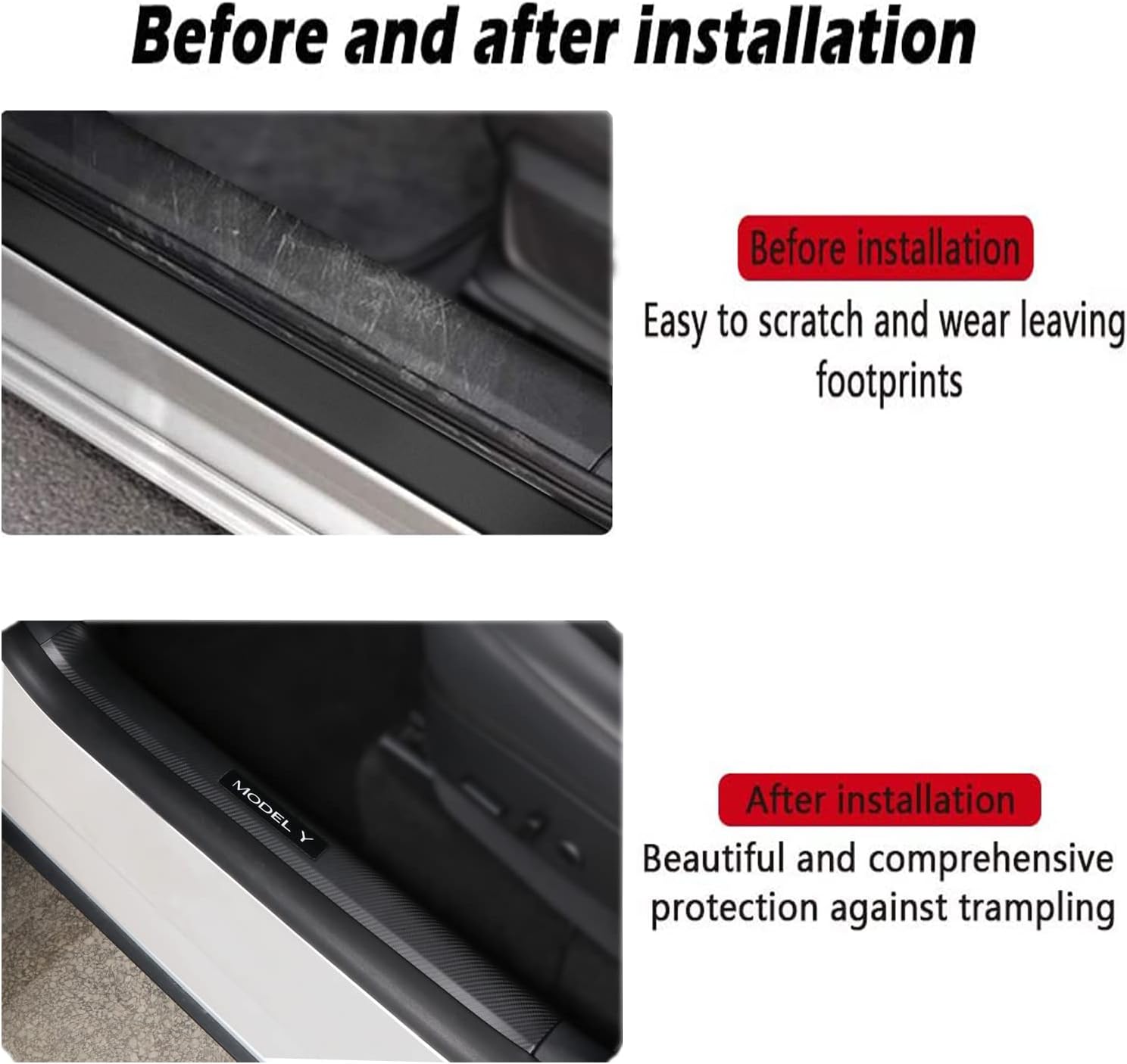 LMZX Tesla Model Y Door Sill Protector Guard Matte Carbon Fiber Pattern Entry Protector Cover for Tesla Model Y 5 Seater Accessories(ABS,4 pcs)