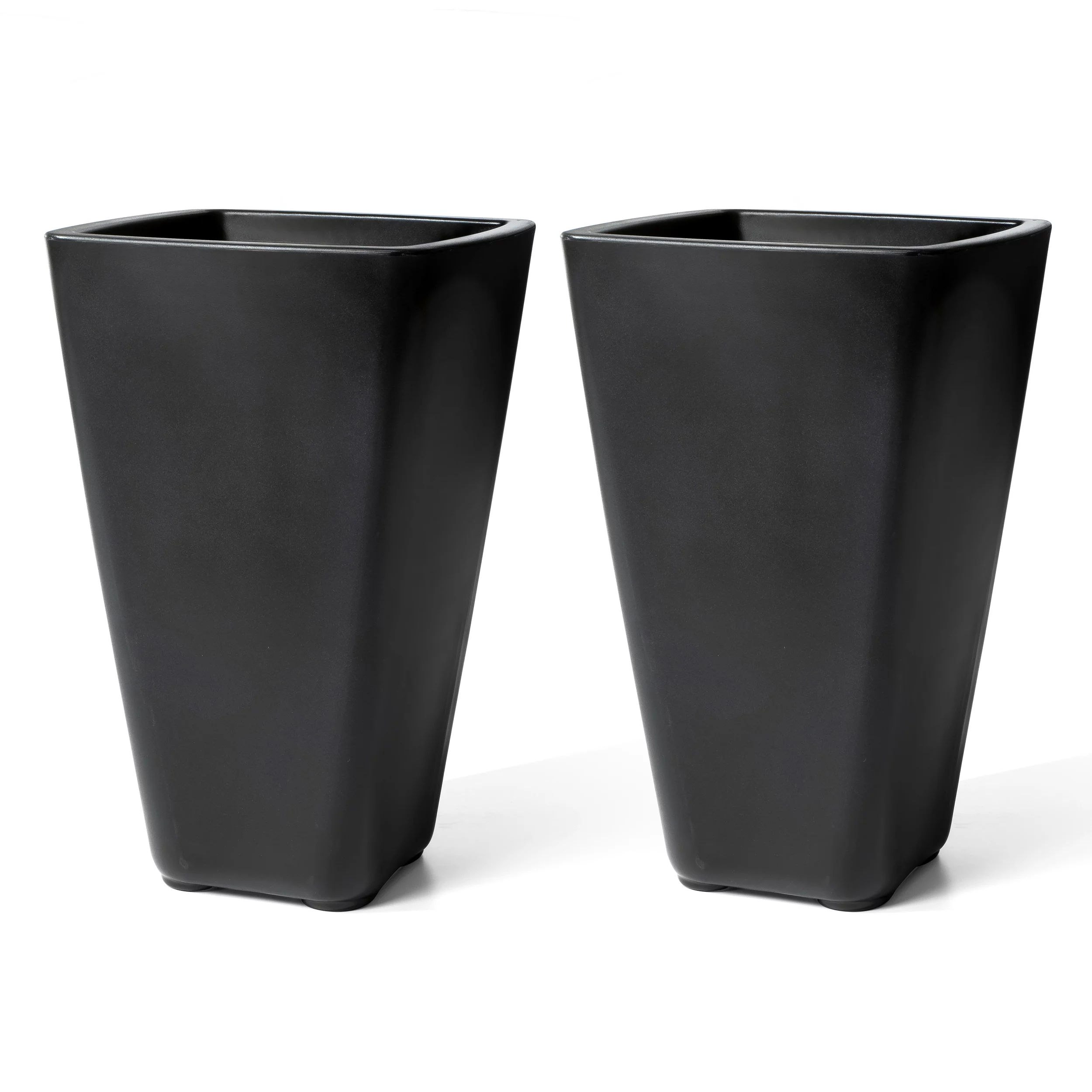 Step2 Bridgeview 26" Tall 2pk Black Square Indoor Outdoor Plastic Planter