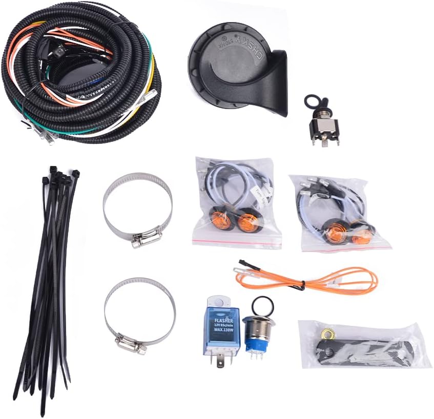 Getfarway UTV/ATV Turn Signal Kit with Toggle Switch and Horn with LED Kit Compatible with Polaris Pioneer Can-Am Kawasaki and More plug &play Street legal kit