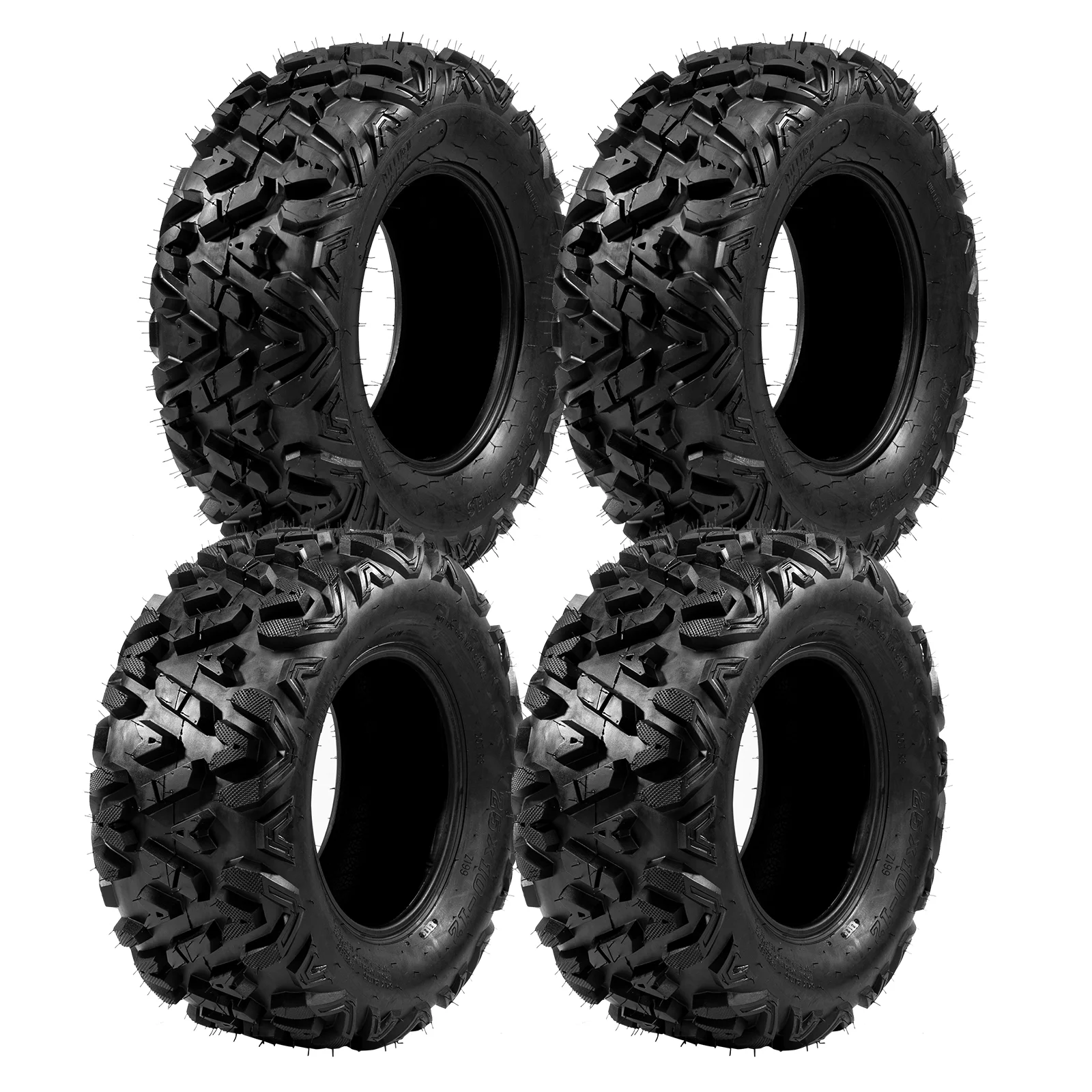 Ktaxon Set of 4 6PR All Terrain ATV UTV Tires, 25x8-12 Front & 25x10-12 Rear, Tubeless
