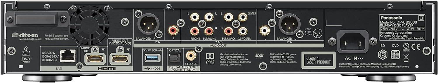 Panasonic DP-UB9000 HDR10+, 4K UHD, Dolby Vision, Network Streaming Blu-ray Disc Player (DP-UB9000P1K) + Network Cable + Optical Audio Cable + HDMI Cable + Cable Ties