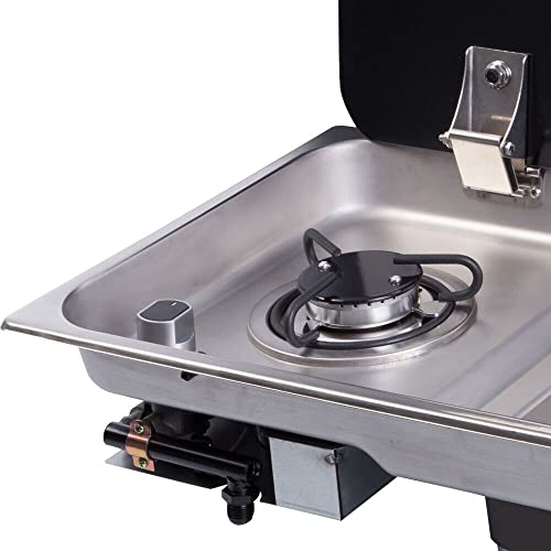 RV Stove Propane,Sink Faucet Cooktop ComboPortable LPG Cooktop Stove with Cover,Built-In Gas Hob with Sink and Faucet for RV Picnics Camper Outdoor