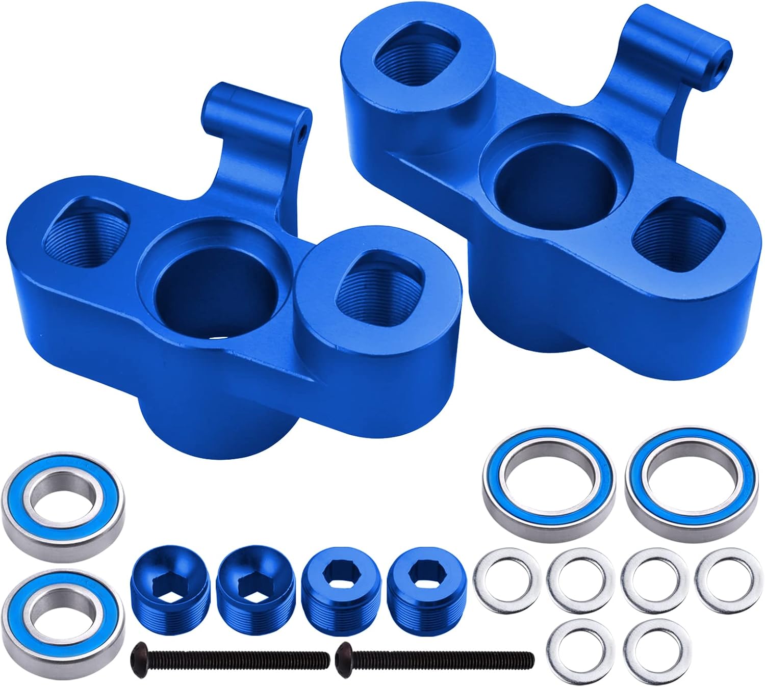 GoHobby Aluminum Front Knuckles Steering Blocks with Bearings for ARRMA Kraton 8S BLX 1/5 Scale RC Truck, fit Outcast 8S, Replaces ARA330558 Upgrades (Blue)