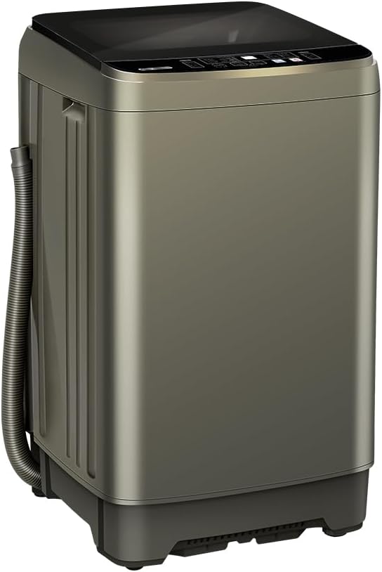 Portable Washing Machine, Full-Automatic Washing Machine 20lbs with Drain Pump, Compact Laundry Washer Spin Combo 10 Wash Program & 8 Water Levels, Portable Washer for Apartment Dorm RV(Gold)