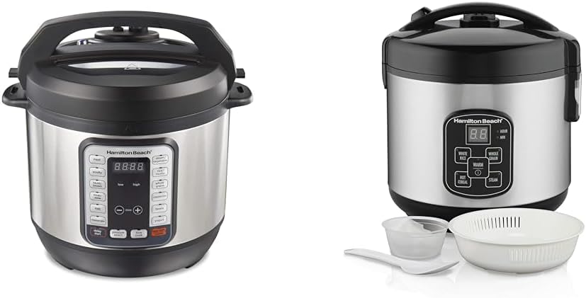 Hamilton Beach 12-in-1 QuikCook Pressure Cooker with True Slow Cook Technology, Rice & Digital Programmable Rice Cooker & Food Steamer, 8 Cups Cooked