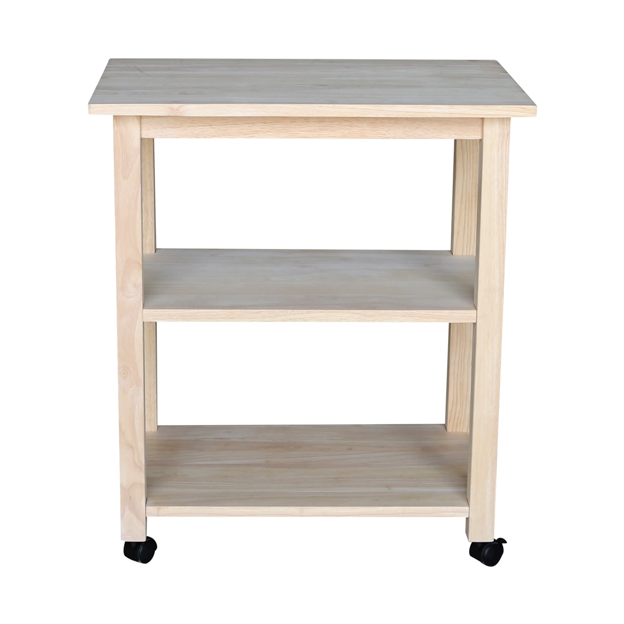 International Concepts Unfinished Wood Microwave Kitchen Cart in Natural