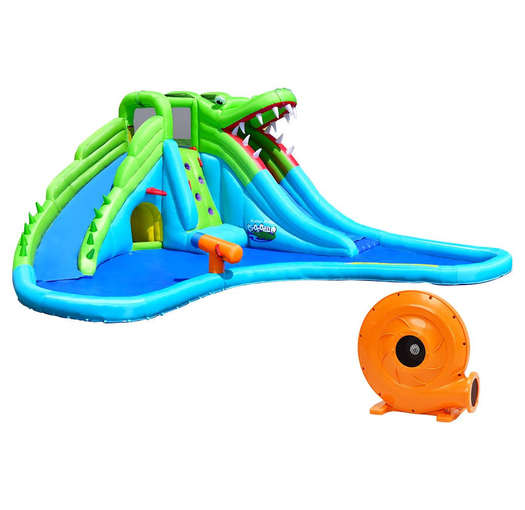 Costway Crocodile Inflatable Water Slide Climbing Wall Bounce House