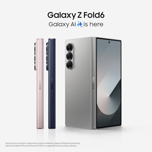 Samsung Galaxy Z Fold 6, 512GB Unlocked Android Smartphone, Circle to Search, Hands-Free Interpreter, AI Photo Edits, Foldable Display for Multitasking, 2024, US 1 Yr Warranty, Silver Shadow