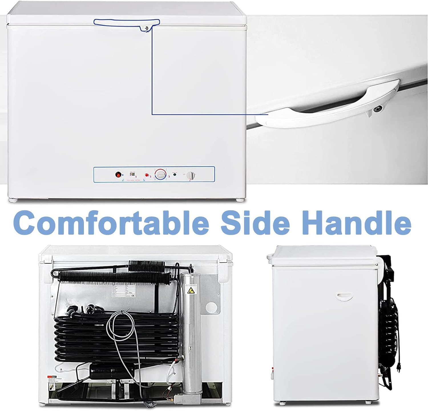 Propane Freezer 7 Cu.Ft, 110V/LPG Deep Chest Freezers with Lock, Top Open Door, 2-Way Off-grid Gas Freezer for Outdoor, Camping, Boondocking, White