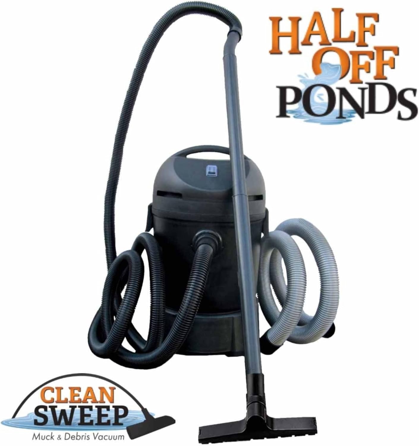 Half Off Ponds CleanSweep 1400 Pond Vacuum with a 13' Intake Suction Hose, 4 Extension Tubes, 3 Vacuum Nozzles, a 6.5 Foot Output Hose, and a Debris Collection Bag