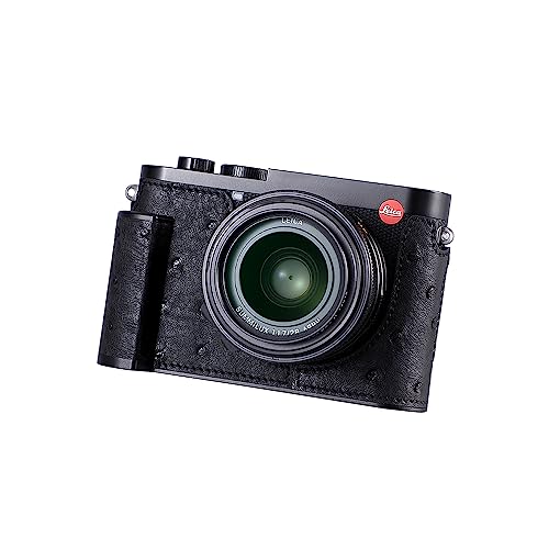 Camera Half Case for Leica Q3,SIUTATDSH Vintage Metal Genuine Leather Camera Protective Cases Stylish Portable Shockproof (BlackC)