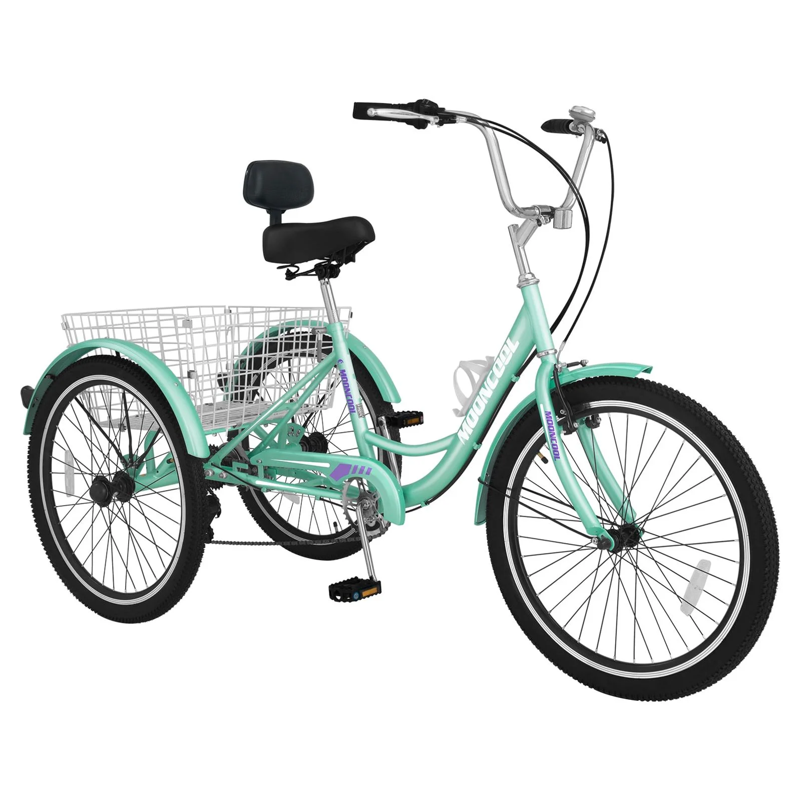 LILYPELLE 24 Adult Tricycle 7 Speed, Three Wheel Bikes for Adults 400lbs,Low-Step Through Trike Cruiser for Exercise Shopping Outdoor Activities,Cyan