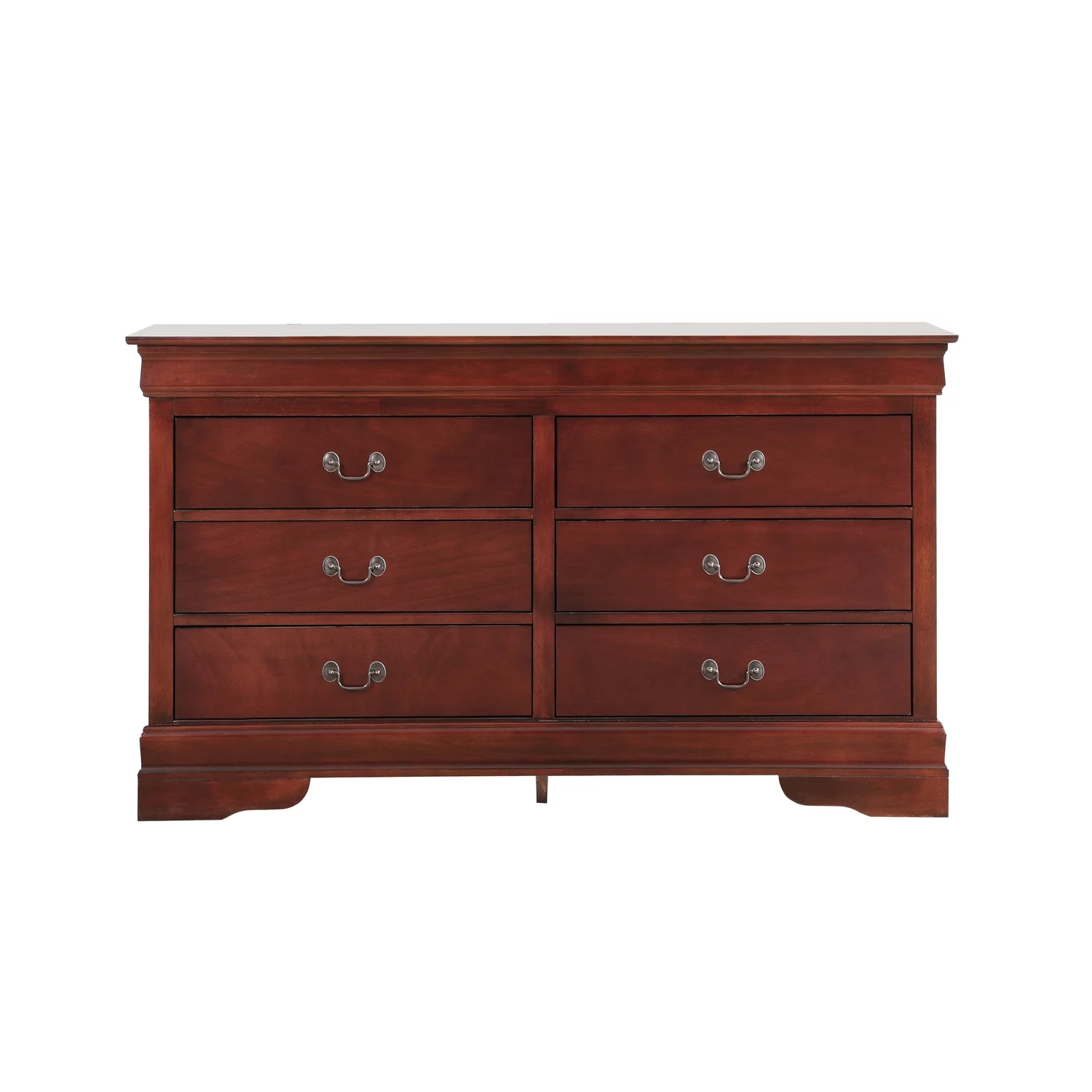 Glory Furniture Louis Phillipe 6 Drawer Dresser in Cherry