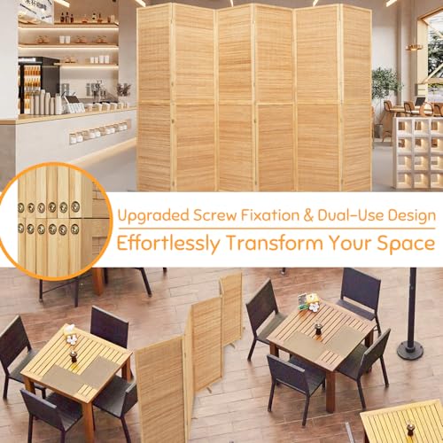 Bamboo Room Divider Folding Privacy Screens, Wall Divider for Room Separation, Portable Room Partitions and Dividers, 5.6FT Bamboo Mesh Woven Room Divider Panel (Brown, 4 Panel)