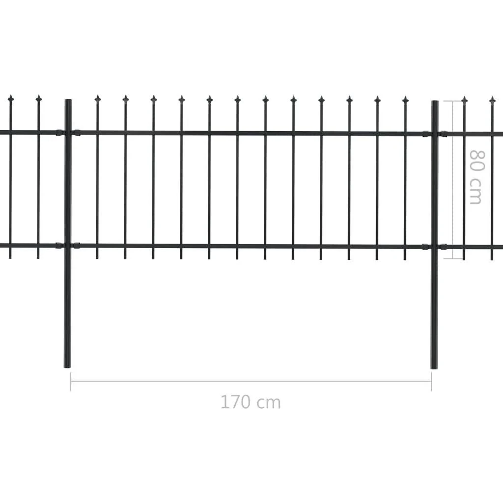 vidaXL Garden Fence with Spear Top Steel 468.5x22x31.5x22 Black