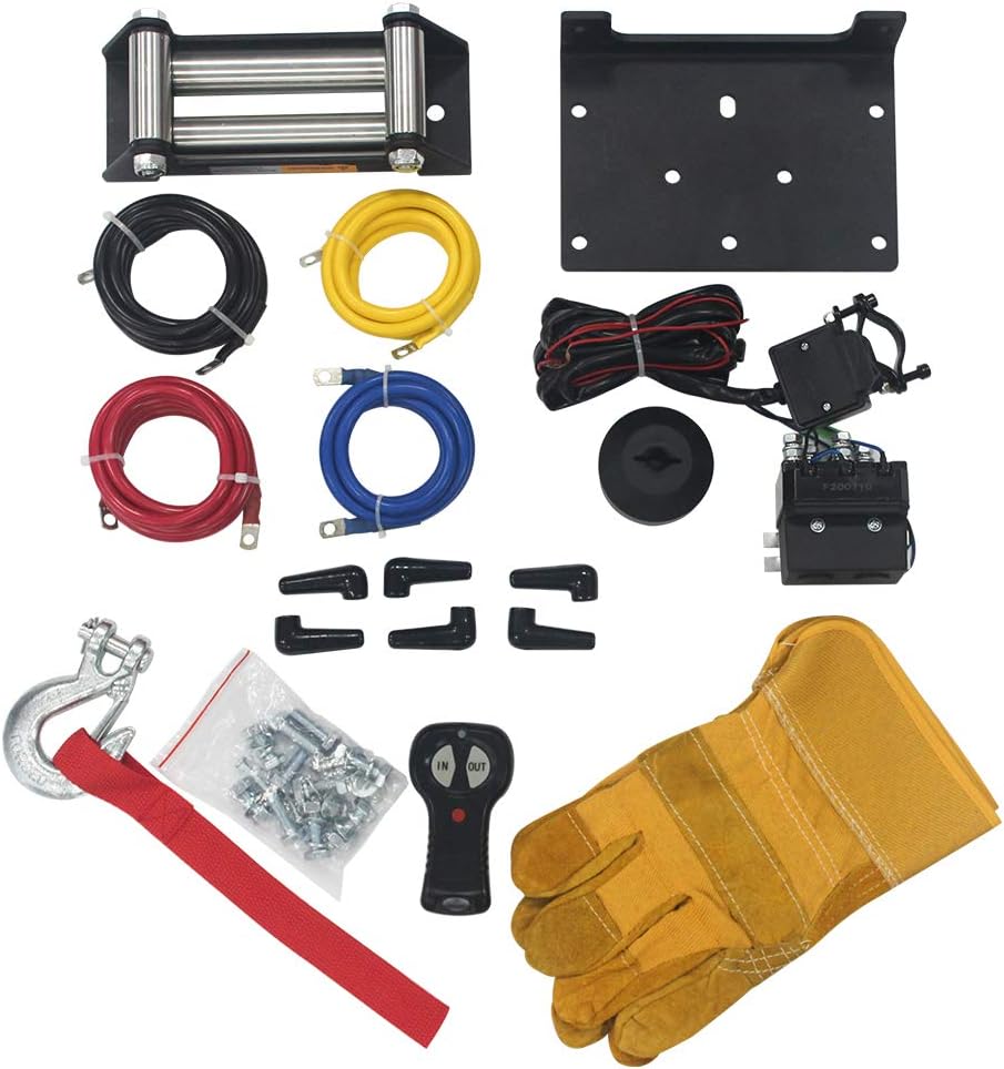 AC-DK 5500 lb. Advanced Electric Winch Kits for Towing ATV/UTV Off Road Trailer, 12V Winch with Galvanized Steel Wire Rope, Waterproof Winch with Wireless Remote Control Mounting Bracket