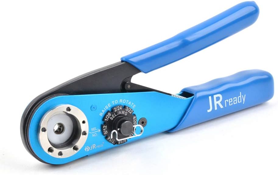 JRready ACT-M201 8 indent crimping tool design according M22520 1 01 for heavy duty circular rectangular electrical connector 38999 26482 etc. wire 12-26 awg 12 16 20 solid barrel contact