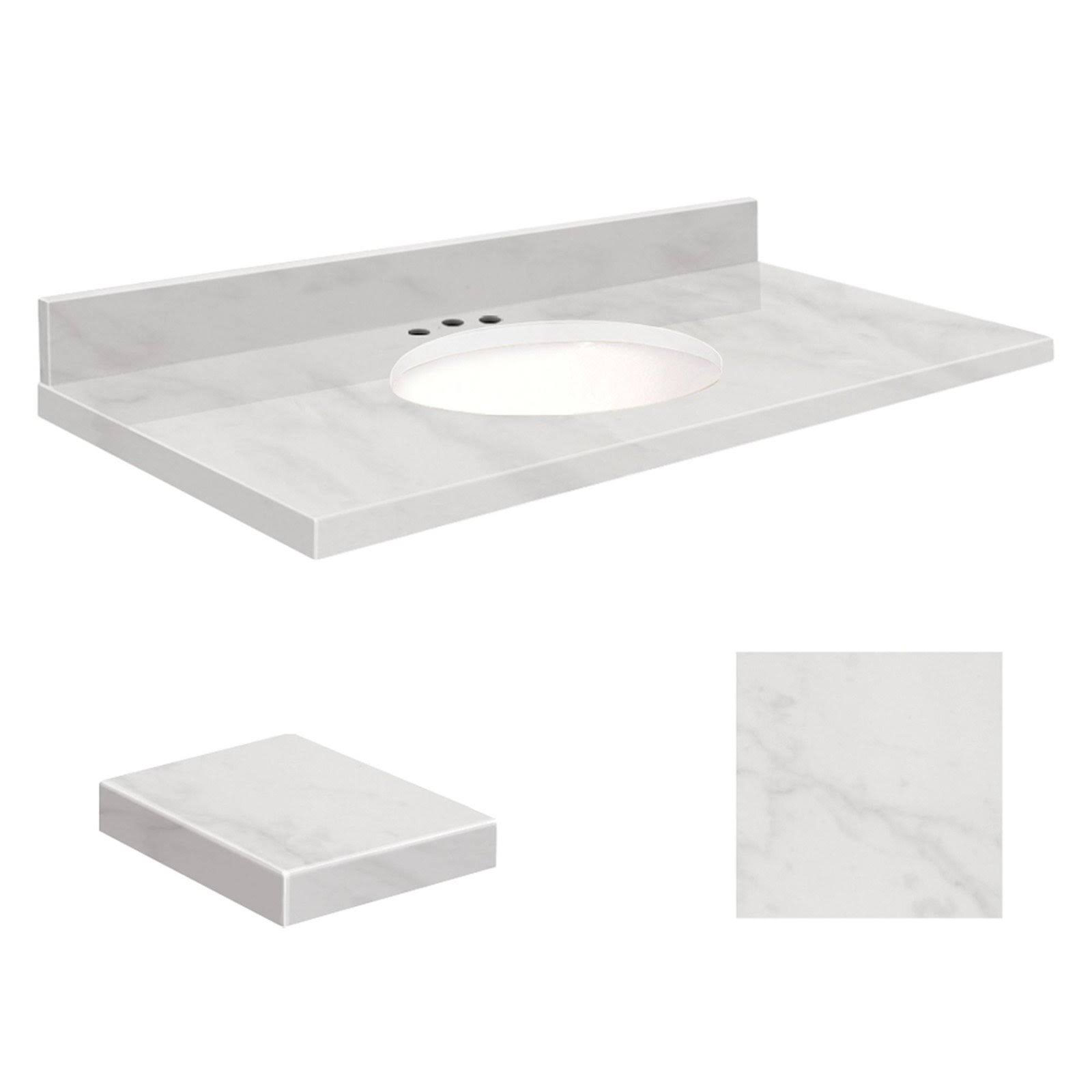 Transolid 37-in White Carrara Natural Marble Bathroom Vanity Top | G3722-M1-A-W-8C