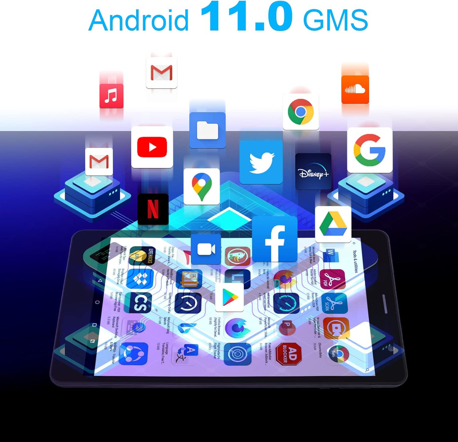 Android Tablet 8 inch, Android 11.0 16GB Storage 128GB TF Expansion Tablets, Quad-core A7 Processor 800x1280 IPS HD Touchscreen Dual Camera Tablets, Support WiFi, Bluetooth Pack of 2