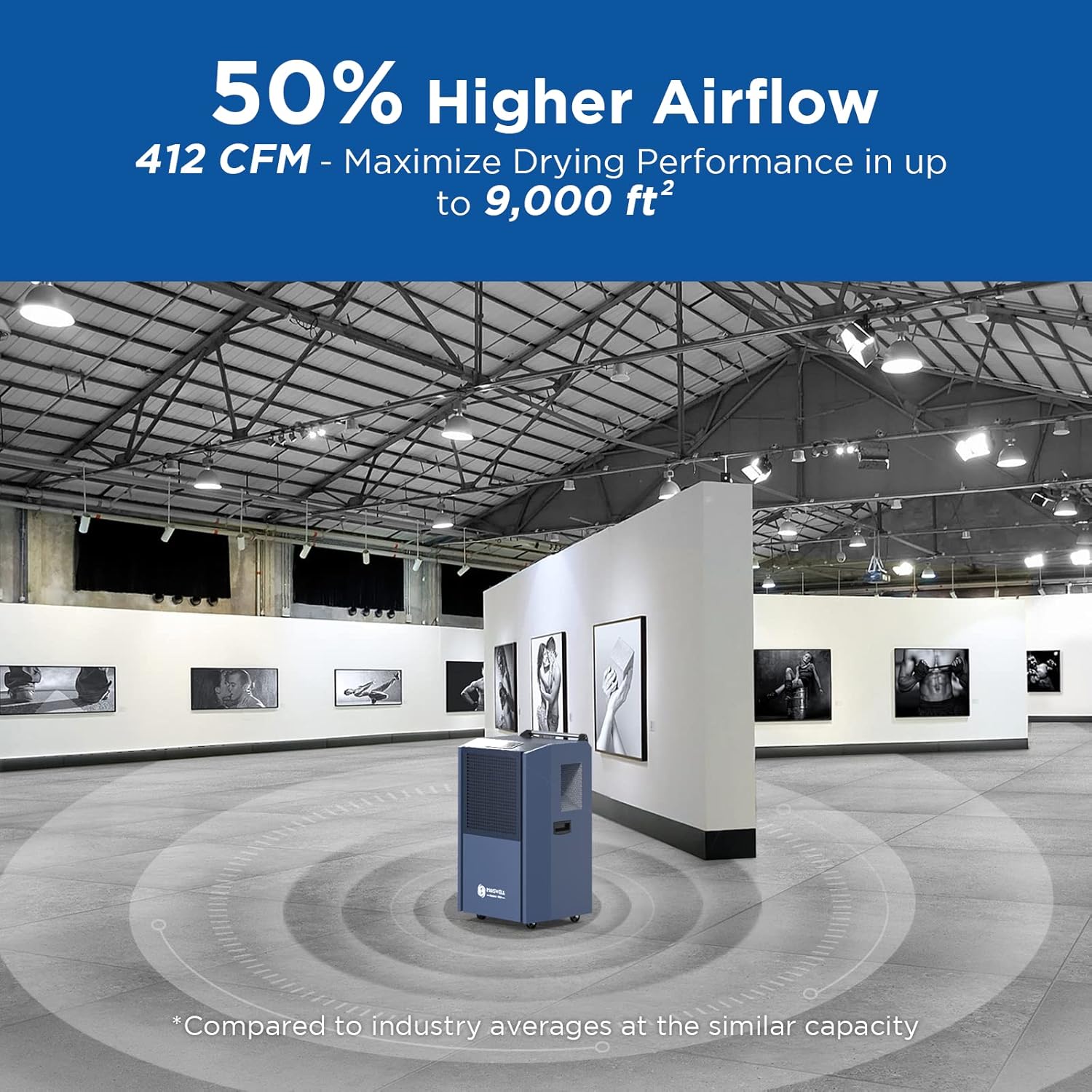 305 Pint Commercial Dehumidifier for Industrial Sites, Commercial-Grade Dehumidifiers with Drain Hose for Large Spaces Basements, Warehouse, Flood Water Damage Restoration, 5-Year Warranty