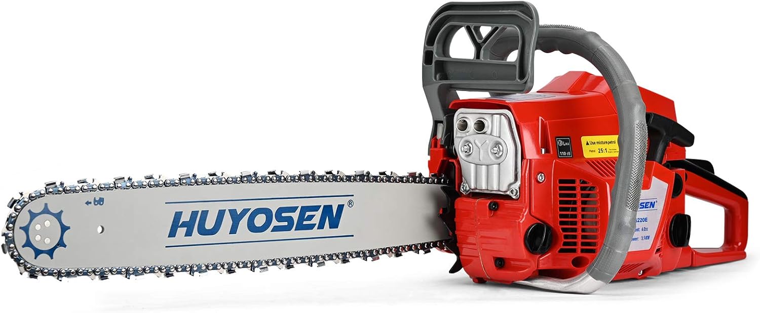 HUYOSEN 60CC 2-Cycle Gas Powered Chainsaw, 20-Inch Chainsaw, Cordless Handheld Gasoline Power Chain Saws for Cutting Trees, Wood, Garden and Farm(HN-C6020E)