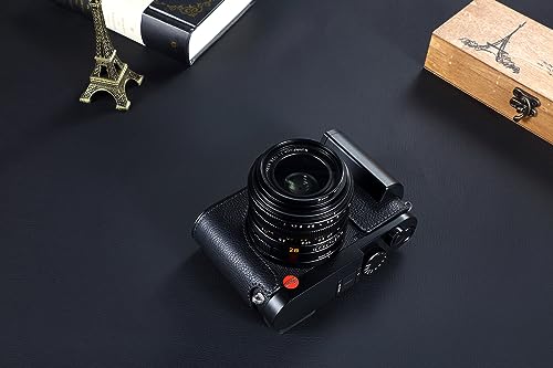 Camera Half Case for Leica Q3,SIUTATDSH Vintage Metal Genuine Leather Camera Protective Cases Stylish Portable Shockproof (BlackC)