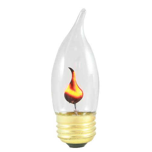 3 Watt Incandescent Flame Tip CA10 Chandelier Bulb Medium Base Flicker,25 Packs