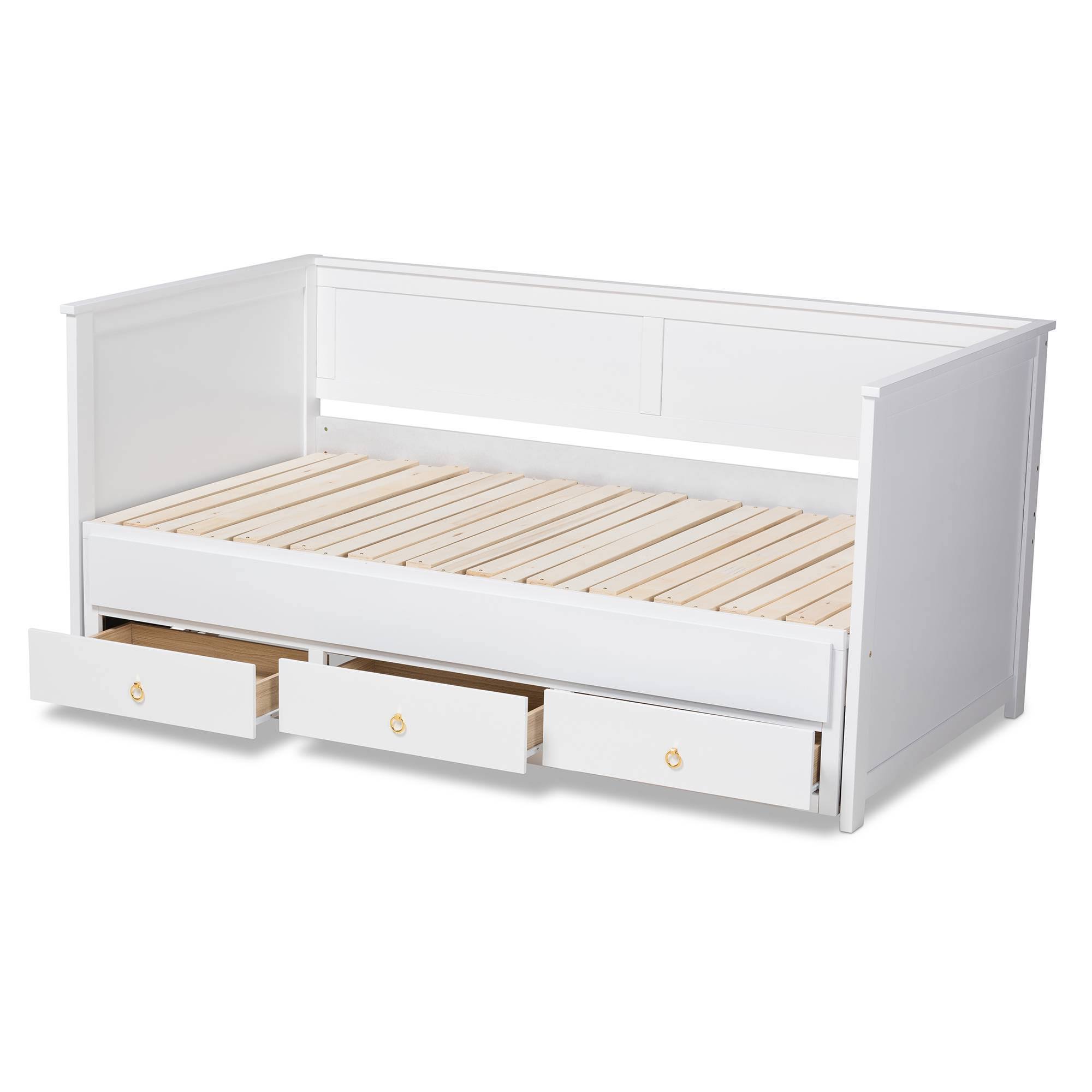 Baxton Studio Thomas Classic and Traditional White Finished Wood Expandable Twin Size to King Size Daybed with Storage Drawers