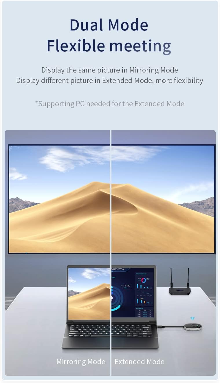 4K Wireless HDMI Transmitter and Receiver Kit, MiraScreen Q5 Wireless WiFi Display Dongle Streaming Video Audio from Camera Set-Top Box PC Laptop Smartphone Tablet to TV Projector Monitor