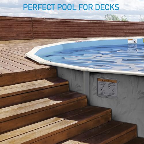 Hollowell Industries 52 Inch Deep Above Ground Pool - Above Ground Swimming Pool with Skimmer - Hard Sided Pool with Steel Wall Frame, Copper Bearing Steel Walls, Beautiful Plant Design