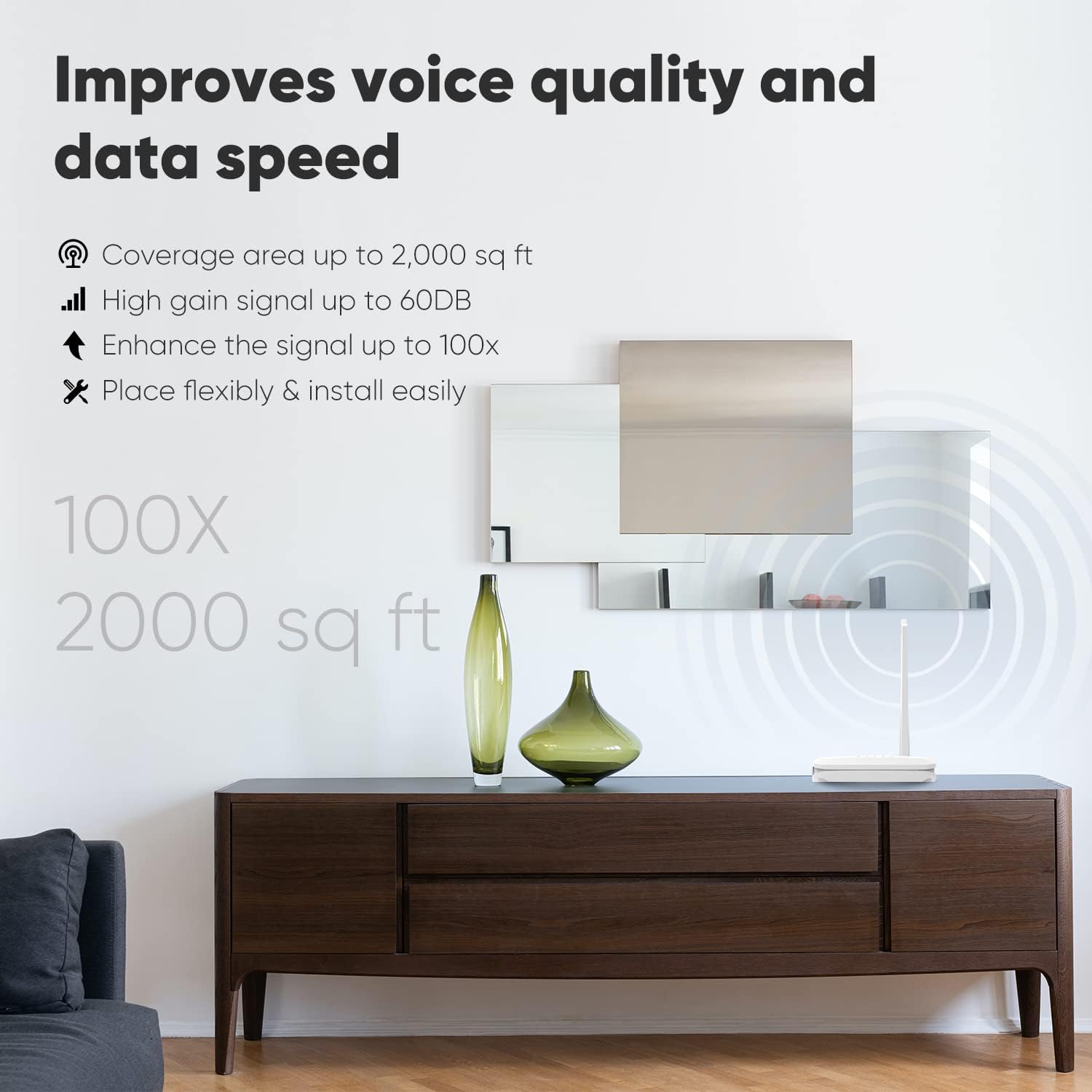 SolidRF Cell Phone Signal Booster for Home, Band 12/17/13/5/2/25 SOHOMAX Covarage Up to 2,000 sq ft, Cell Phone Signal Amplifier Suitable for Apartment/Cottage All U.S. Carriers FCC Approved