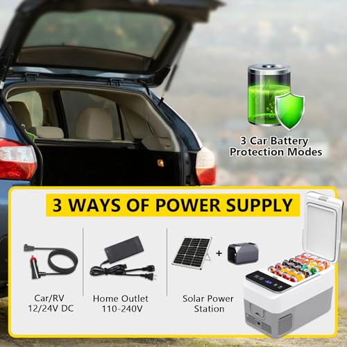 AUTOOMMO 12 Volt Refrigerator, Car Refrigerator (-4℉~50℉), Portable Car Freezer Fridge with 12/24V DC 100/240V AC Adapter for Camping Travel and Truck RV SUV Van Boat Home Use