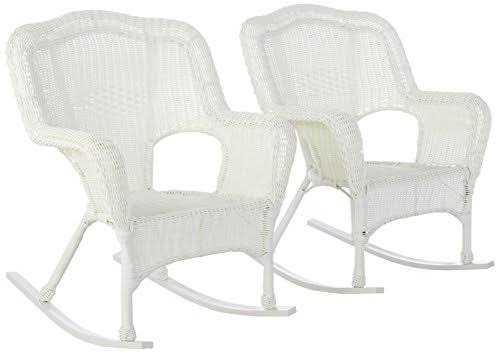 International Caravan Camelback Resin Wicker Rocker - White